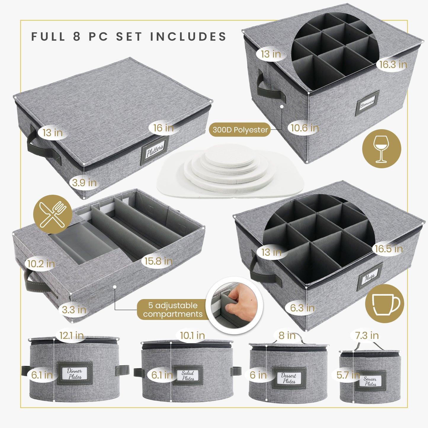 China Storage Containers (Light Gray)