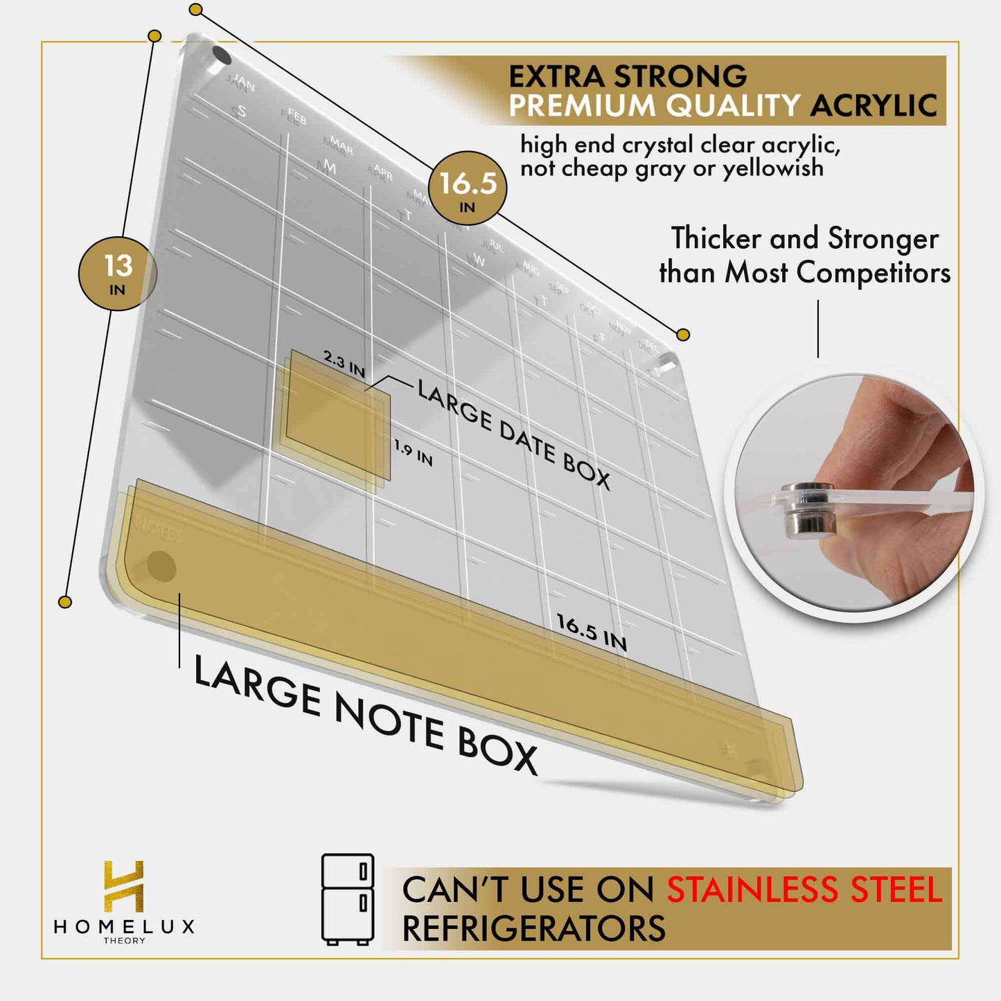 Acrylic Magnetic Fridge Calendar