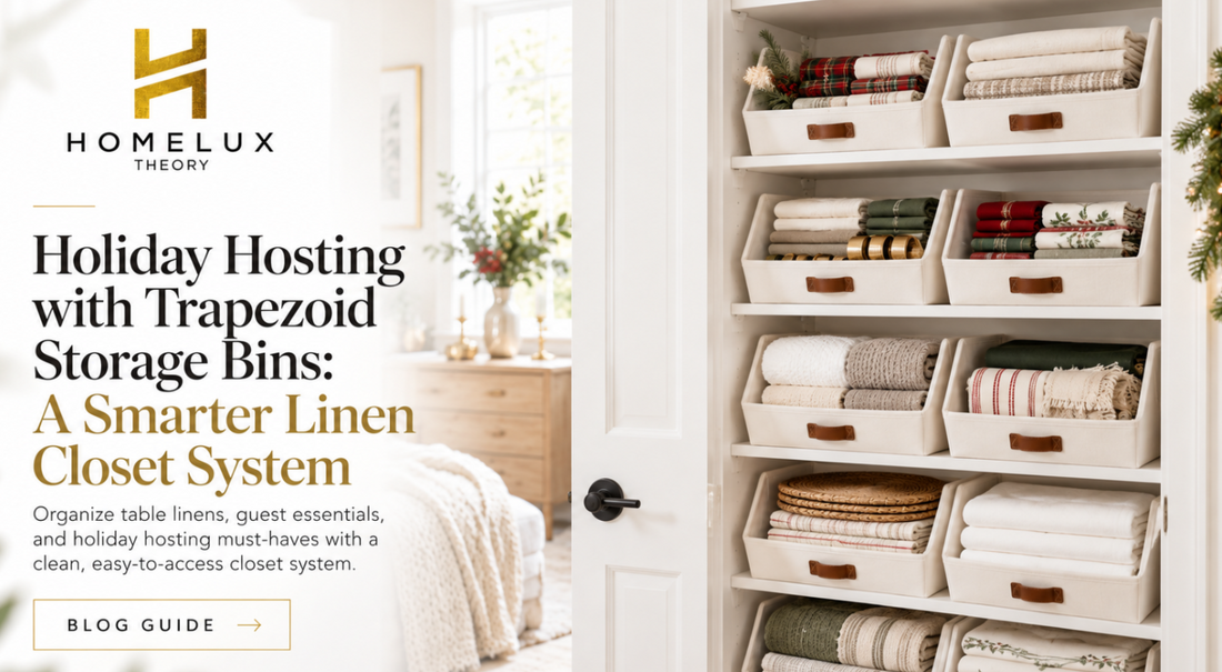 Holiday Hosting with Trapezoid Storage Bins: A Smarter Linen Closet System