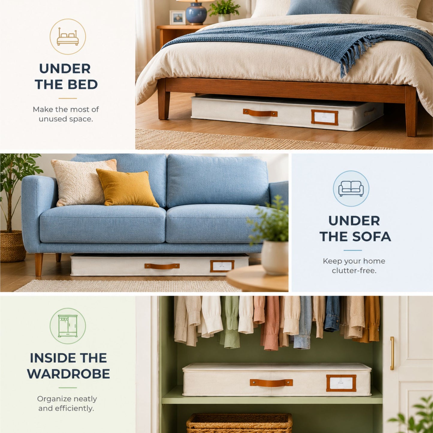 Under Bed Storage Containers (Ivory)