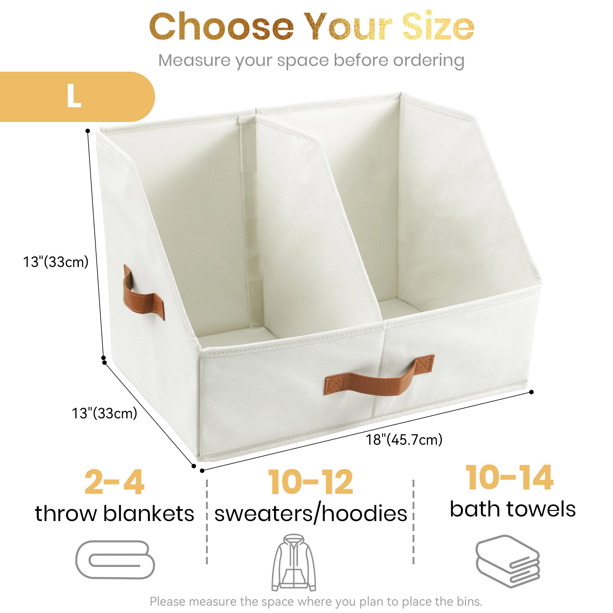 Trapezoid Storage Bin - Ivory towel organizer for closet