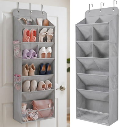 HOMELUX THEORY 6 Tiers Over The Door Shoe Organizer - 100D Extra Thick Deep Pockets Shoe Rack for Closet, 4 Side Pockets Shoe Rack for Entryway & Hanging Shoe Organizer for Closet (V1)