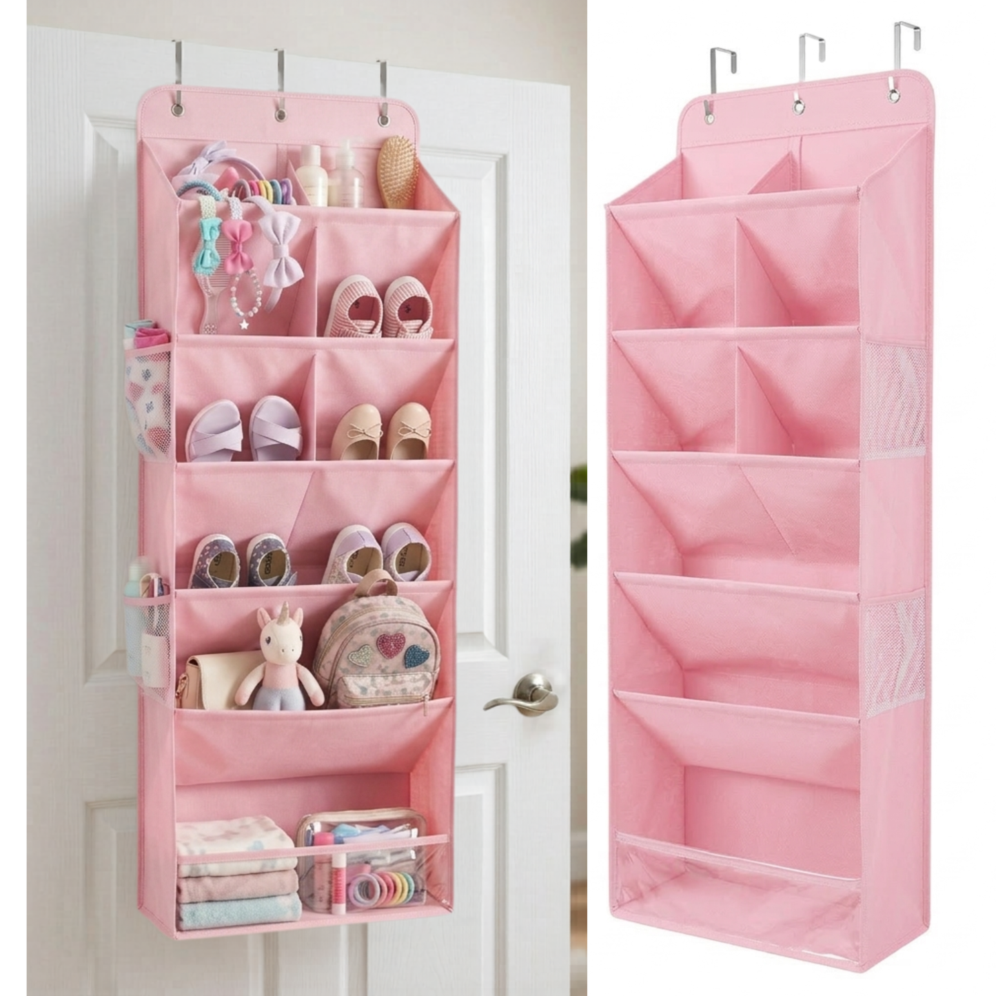 HOMELUX THEORY 6 Tiers Over The Door Shoe Organizer - 100D Extra Thick Deep Pockets Shoe Rack for Closet, 4 Side Pockets Shoe Rack for Entryway & Hanging Shoe Organizer for Closet (V1)
