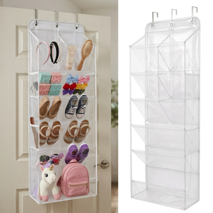 HOMELUX THEORY 6 Tiers Over The Door Shoe Organizer - 100D Extra Thick Deep Pockets Shoe Rack for Closet, 4 Side Pockets Shoe Rack for Entryway & Hanging Shoe Organizer for Closet (V1)
