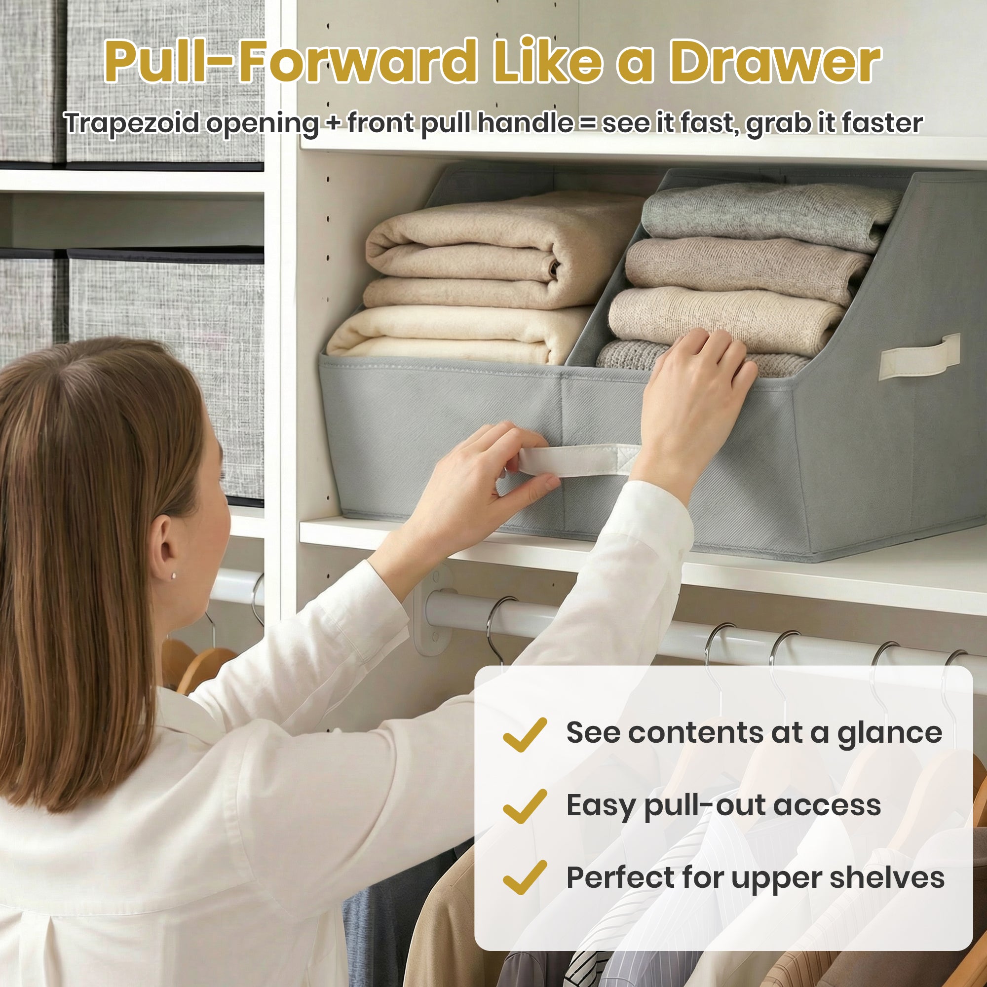 Trapezoid Storage Bin - Ivory towel organizer for closet