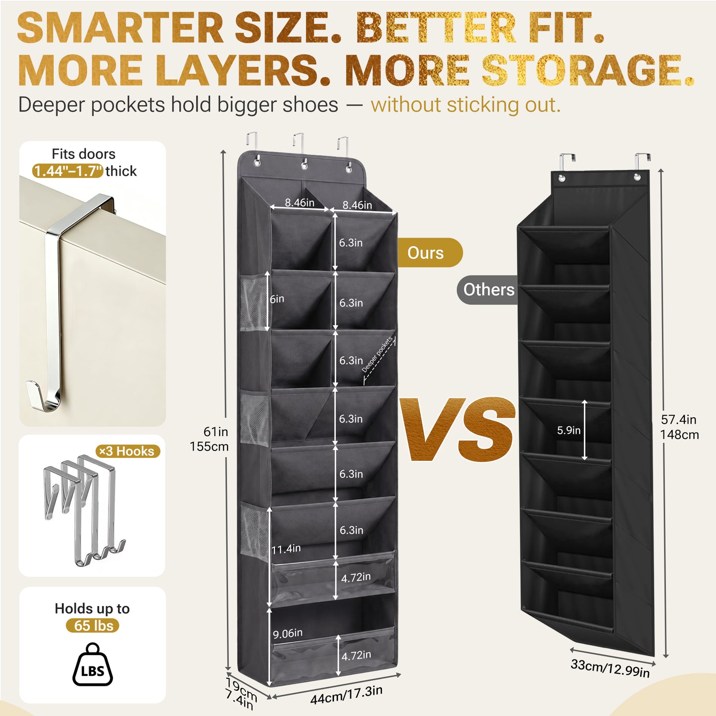 Over The Door Shoe Organizer - 8 Tiers (V2)