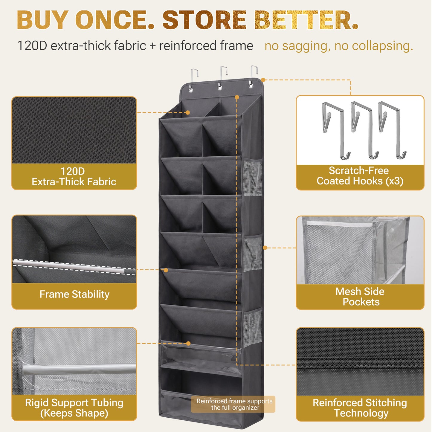 Over The Door Shoe Organizer - 8 Tiers (V2)