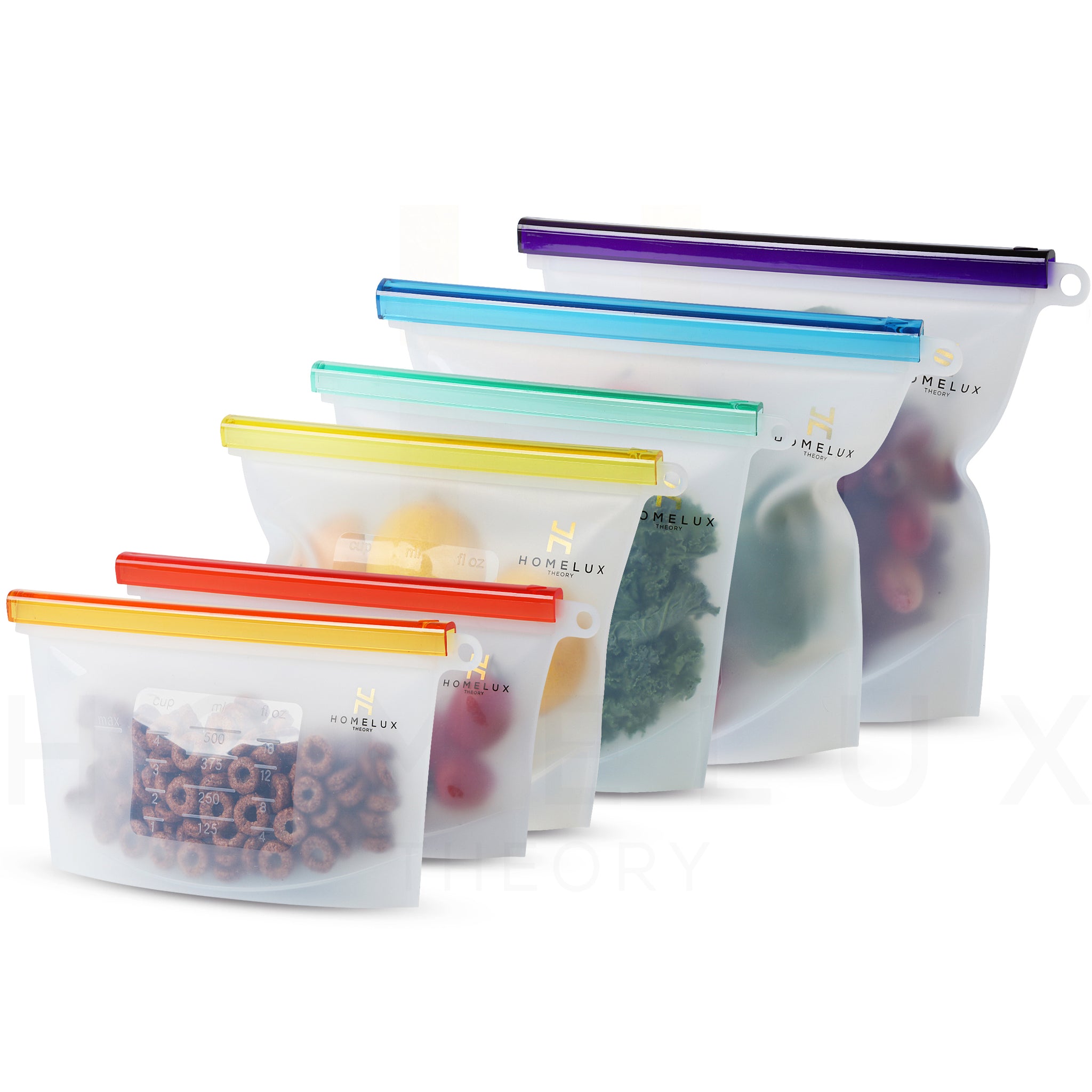 Reusable Silicone Food Storage Bags (2 Large + 2 Medium + 2 Small)