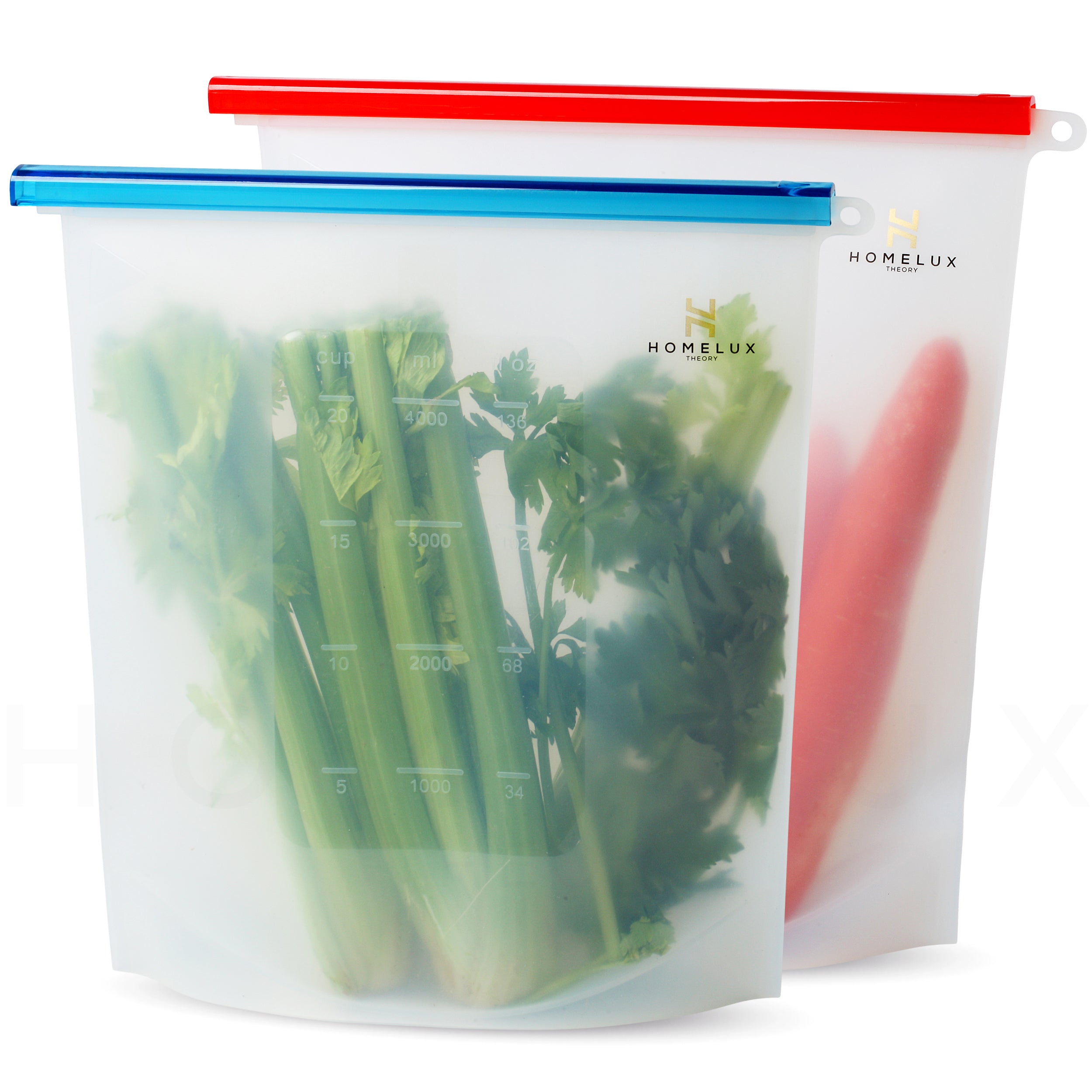Homelux Theory Reusable Freezer Bags, Leakproof, Airtight, 100% Food Grade Silicone Food Storage Bags, Reusable Sandwich Bags, Reusable Storage Bags