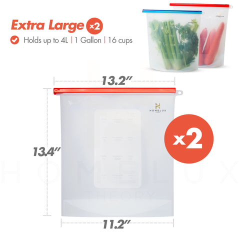 Reusable Silicone Food Storage Bags (4 Large) – Homelux Theory
