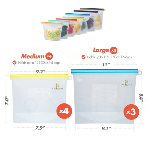 Reusable Silicone Food Storage Bags (4 Medium) – Homelux Theory
