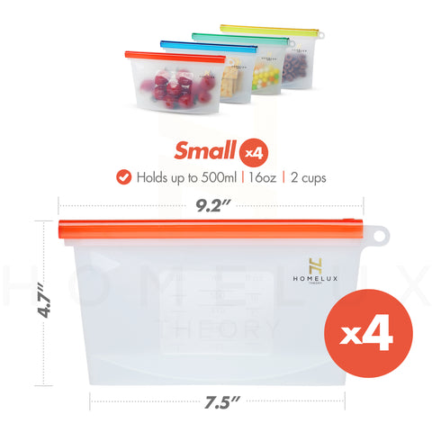 Reusable Silicone Food Storage Bags (3 Large + 4 Medium) – Homelux Theory