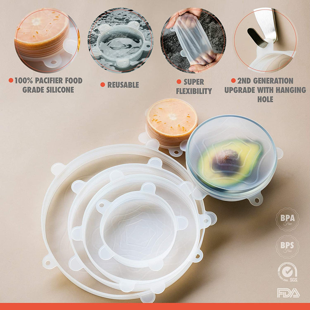 Silicone Food Storage Reusable Bags+ Beeswax Wrap+ Silicone Stretch Lids (Set of 15)