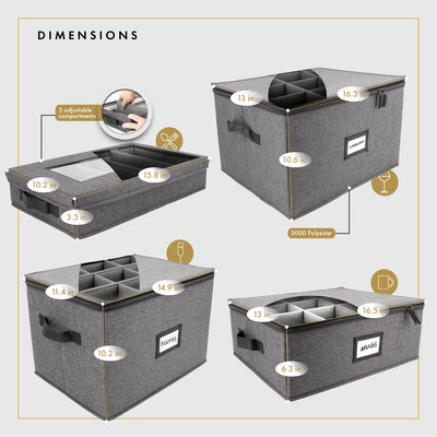 Hard Shell China Storage Containers (Dark Gray)