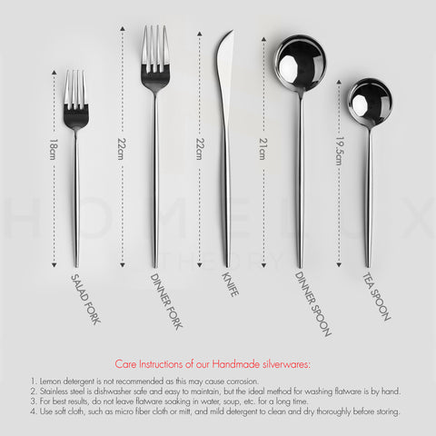 Modern Stainless Steel Flatware Set - Silver