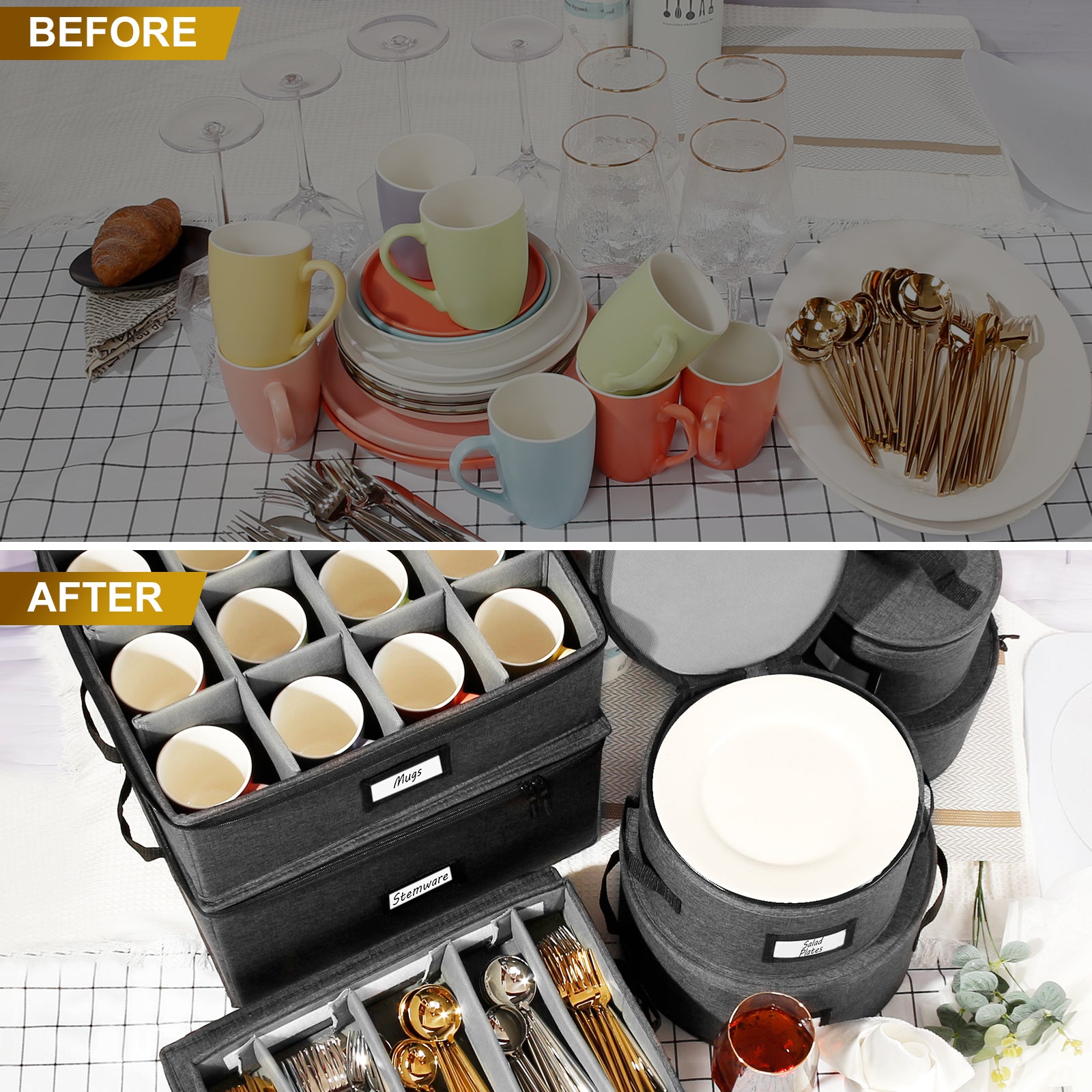 Hard Shell China Storage Containers (Dark Gray)