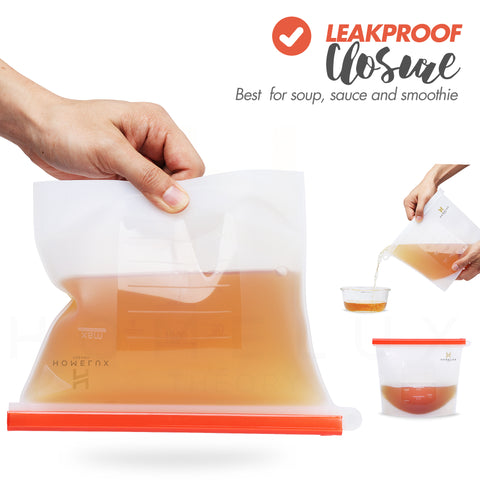 Reusable Silicone Food Storage Bags (4 Large)