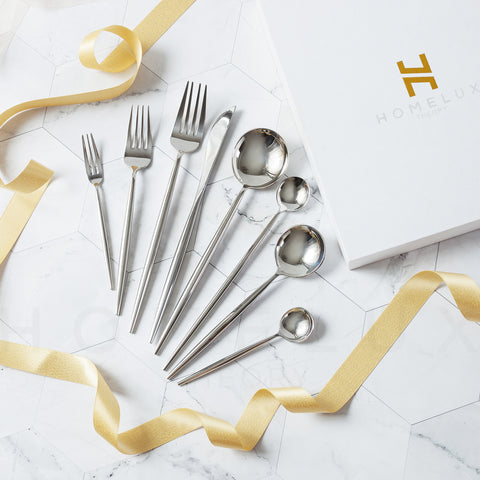 Modern Stainless Steel Flatware Set - Silver